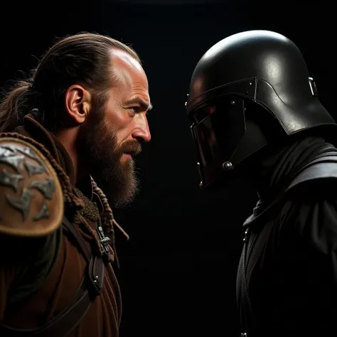 ultra-detailed, cinematic, ultra-realistic, 8k resolution, high dynamic range, dramatic lighting, balanced color harmony — A close-up portrait of two iconic characters: Gimli, the fierce dwarf warrior from The Lord of the Rings, portrayed by John Rhys-Davi...