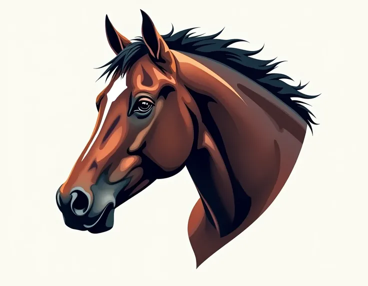 A realistic, vectorized horse head without the use of gradient fill