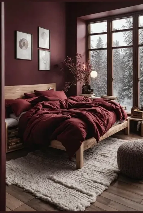 raw photo, realistic, masterpiece, Bedroom for an Aries person. The walls are white with red velvet wallpaper, with details in gold or black. Red appears strikingly on walls or items. Gold appears subtly, in details such as mirror frames or lamps, luxury, ...