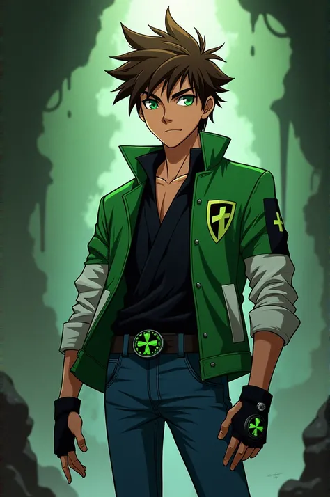 "Create Ben 10 (Alien Force version)
Character: Ben Tennyson  teenage boy 
- Height: Average
- Hair: Brown, spiky, Messy 
- Eyes: green,
- Clothing: Ben 10 alien force but as a Demon Slayer Corps uniform style (black gi, green haori)
- Personality: Brave, ...