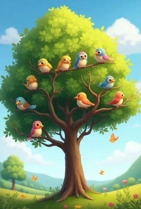 Cute birds on the tree 