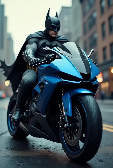 Batman on a blue bike 