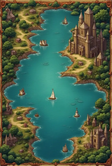 Make a fictional medieval map for mystical kingdoms It has lakes, rivers, and a black forest that is next to a village Which is close to the kingdom of the Elves There is a kingdom of humans, one of necromancers The kingdom of the mermaids and the mermen i...