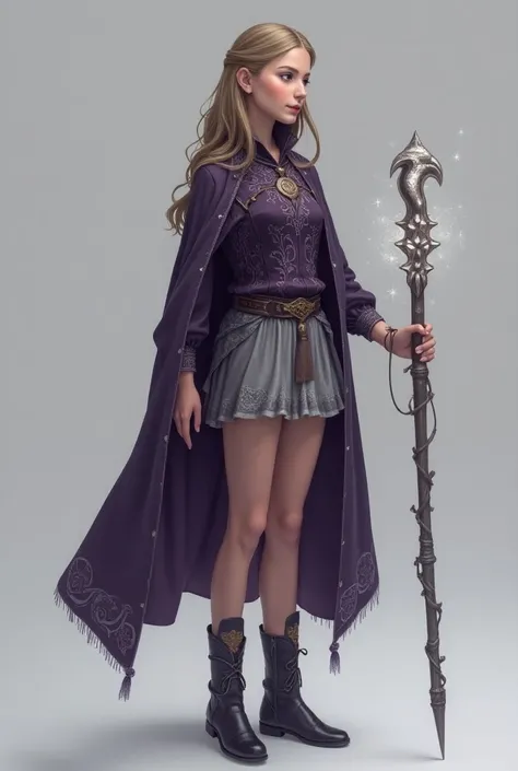  Heres the full description of Elara :

 The skirt fits her waist with a thin belt :  s
Race : Semi-Race  (half human,  Half Slut )
Role: sorceress, portadora del  Legendary Staff ,  loyal friend
Weapon :  Legendary Staff ,  a magical staff that channels a...