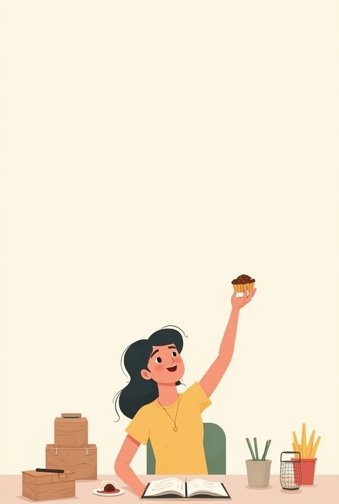 Illustration of Simple Rewards for Motivation
Depict a scene where a person finishes a task (like organizing their desk or exercising) and immediately reaches for a favorite treat, like a small snack or coffee. This image could include a message like "Smal...