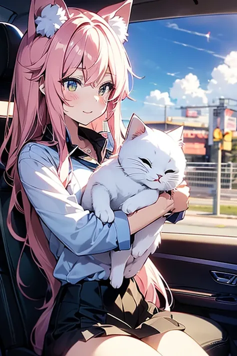 anime girl in car 、Has cat ears, anime Cat girl, beautiful anime Cat girl, cute anime Cat girl, Cat ears anime girl, very beautiful Anime Cat girl, White fox, Anime Cat,  high quality anime art style  ,  anime style 4 k, White Fox Anime, Nightcore, Attract...