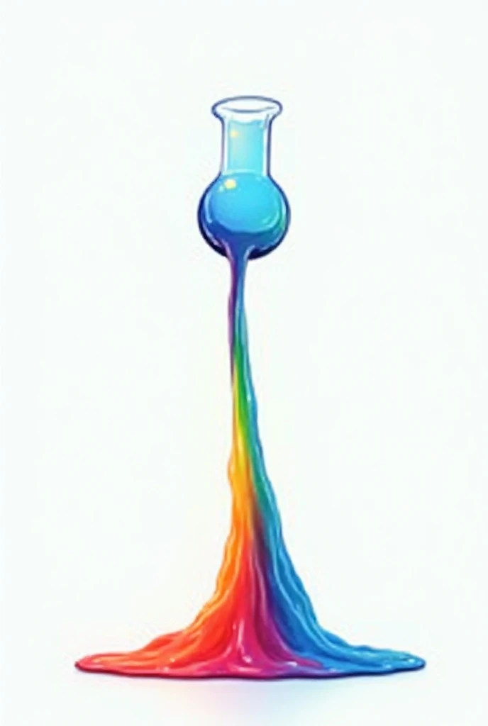 A logo of a science precipitation vessel throwing rainbow-dripping water onto the floor