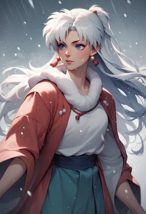 Female sesshoumaru from inuyasha. Snowing.