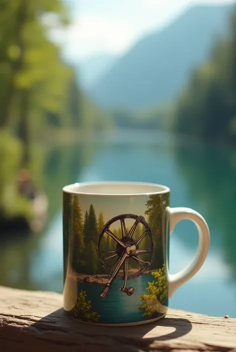 Coffee mug with reel image
 Of fishing