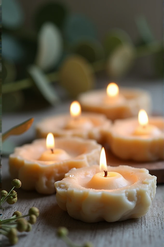 Handmade meditation candles with eucalyptus scent 