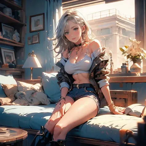 full body Waifu beautiful detailed eyes, beautiful detailed lips, extremely detailed eyes and face, longeyelashes, 1girl, sensual, young woman, sexy medium / large breasts, beautiful feminine face, nice sexy thighs, slim, sexy, erotic, beautiful fashion cl...