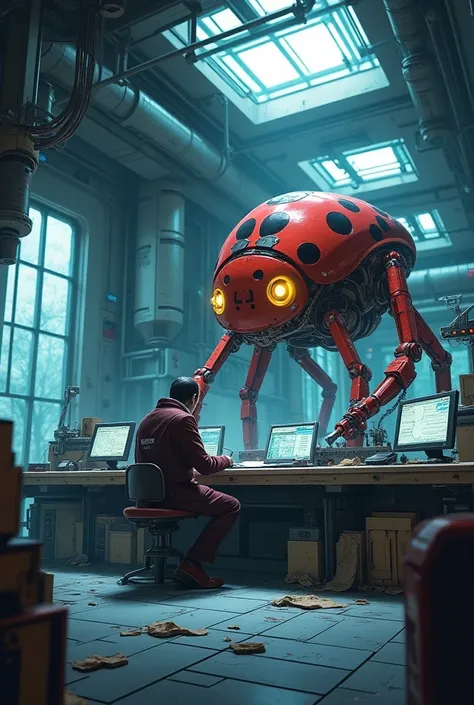 the dr.. Robotnik was at his futuristic base creating a robotic ladybug in the form of an anime