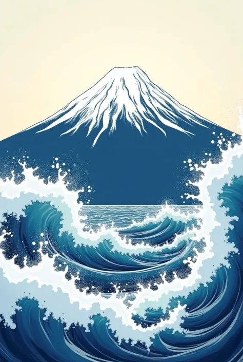 Katsushika Hokusai 　Dynamic, wild 々 clear waves and Mt . Fuji.  white waves and splashes appear to be alive.