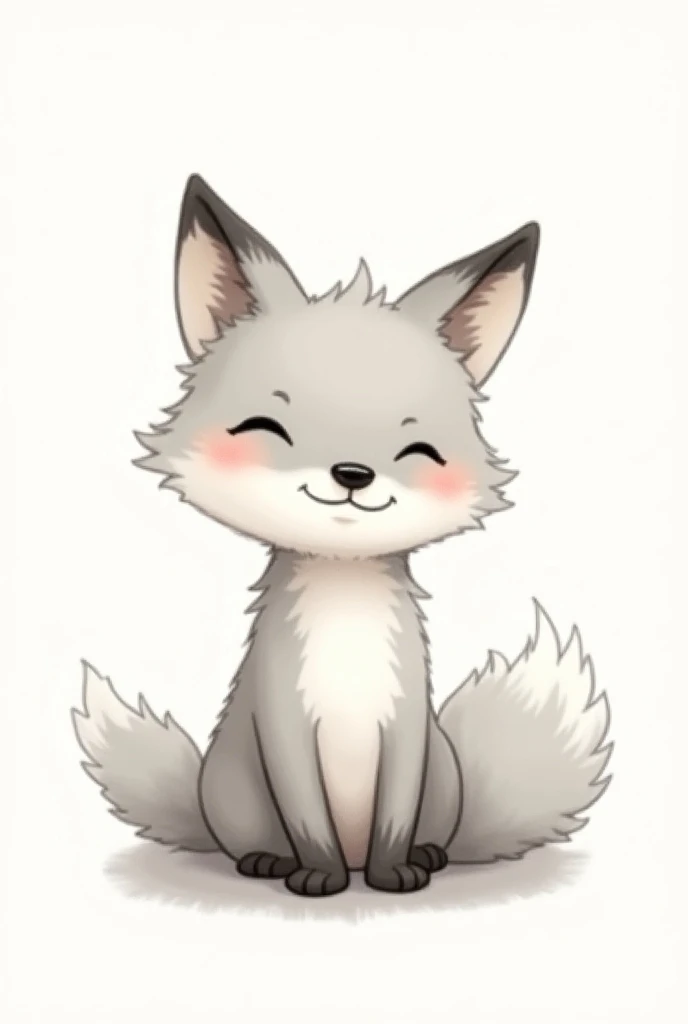 Cute gray fox drawing image 
