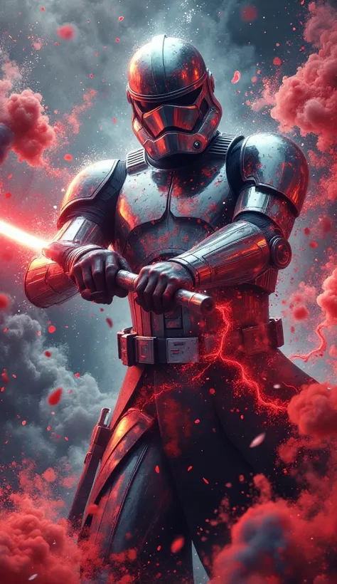 (masterpiece:1.2,exceptional quality,Mirror finish,  cinematic experience  ,  best illustration ,Super detailed),8k,wallpaper,(Watercolor),(Sword:2.0),( Star Wars:2.0),( armor designed to look like samurai armor :2.0),(Captain Phasma in black :2.0),(Slash:...