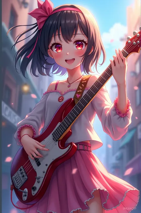 An anime girl with a big band 