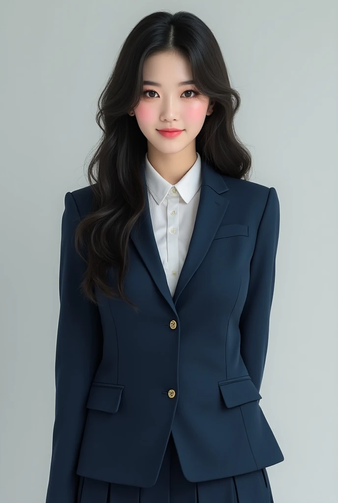 Jennie Kim wearing a South Korean school uniform 
