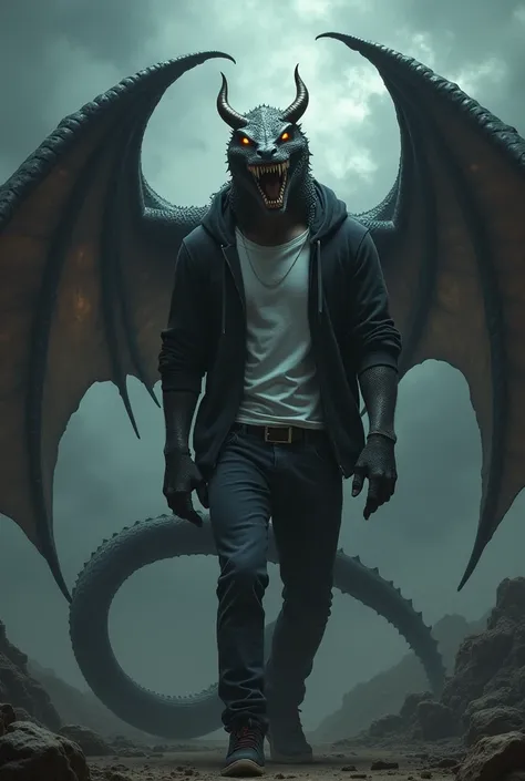 You can create an image of the Leviathan in a demon form by wearing casual clothing, with large wings and a slightly human scaly tail. 