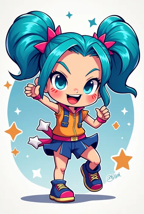 jinx league of legends, cute, manhwa style art