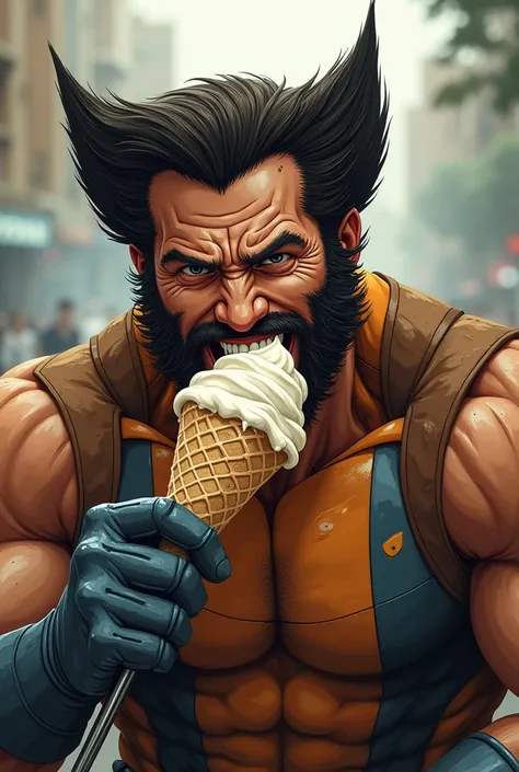 Wolverine eating ice cream 