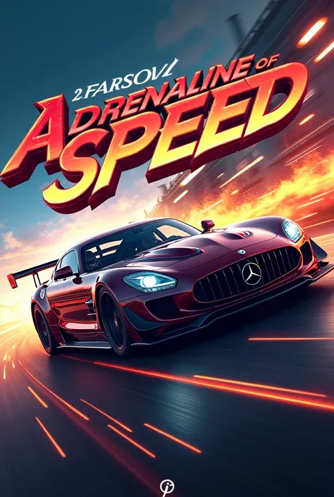 A poster of a car racing game called Adrenaline of Speed with an Adrenaline of Speed text