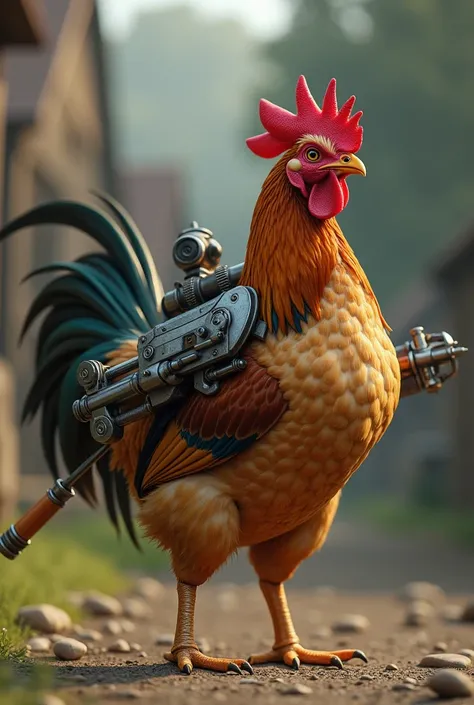 Chicken has a weapon on its back