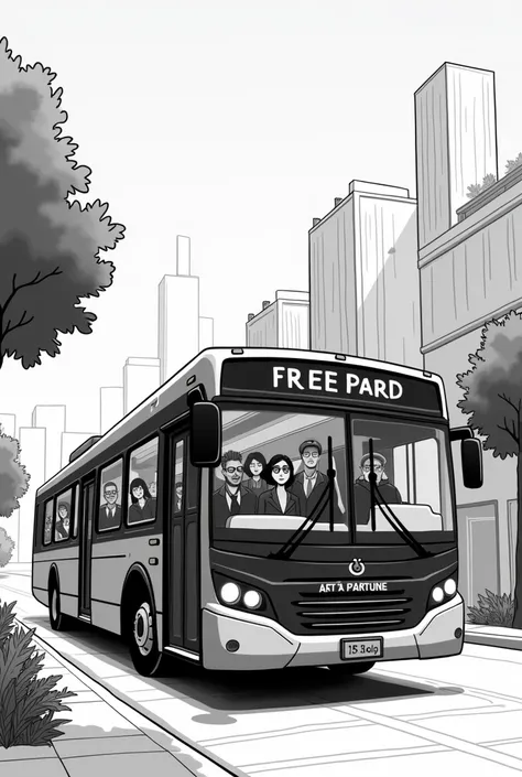 Free bus to the after in black and white letters
 For an after de tech