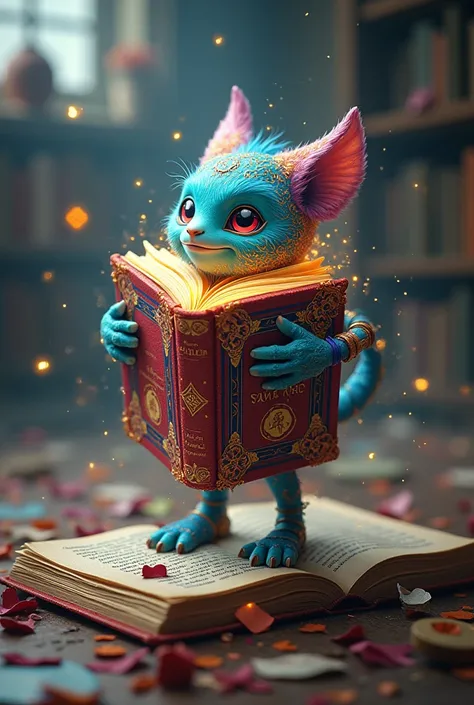 Create a character that is a colorful book