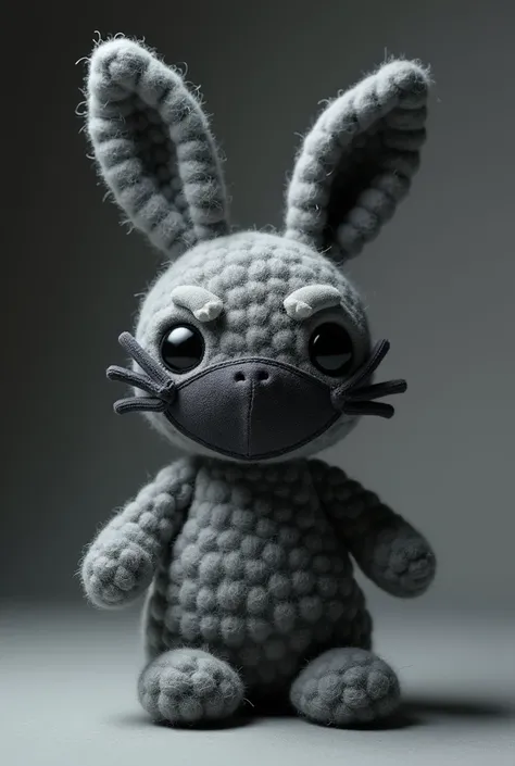 Sadomasochistic gray rabbit with mask all in amigurumi technique