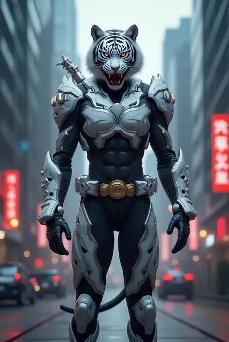 Make a fussion of white tiger and Balinese become Kamen Rider
