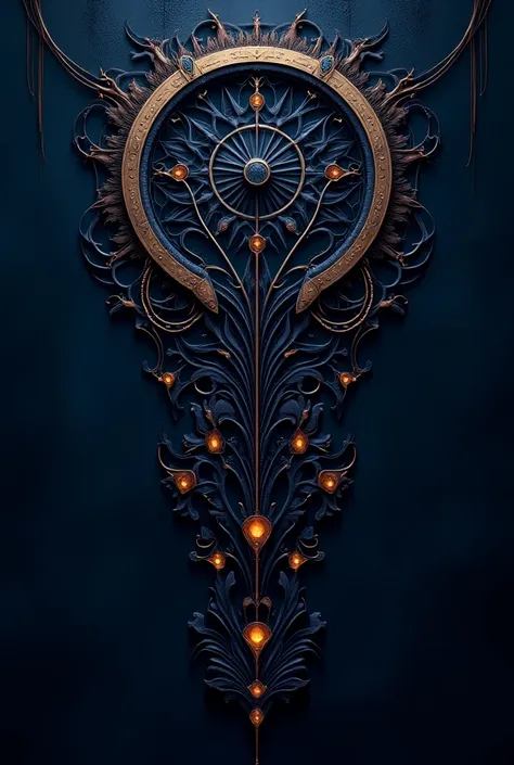 Create a mobile wallpaper, about something sophisticated, unique and complex and also dark colors, and has unique designs  