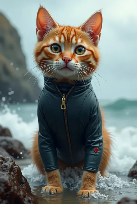 Realistic cat with wetsuit