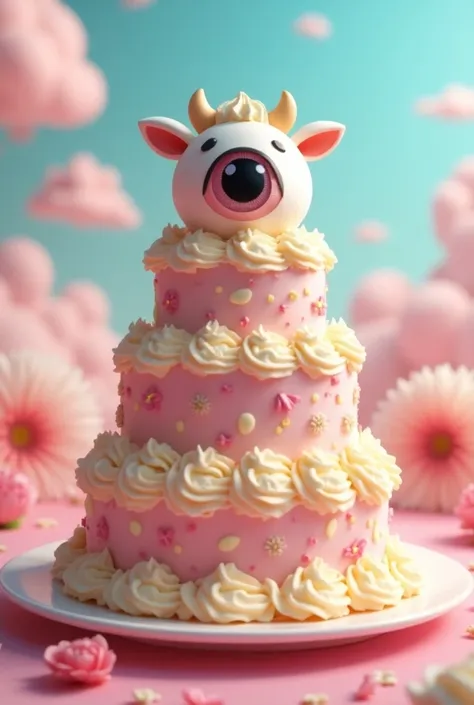 Help me create an animated cake with an animated cows eye on it