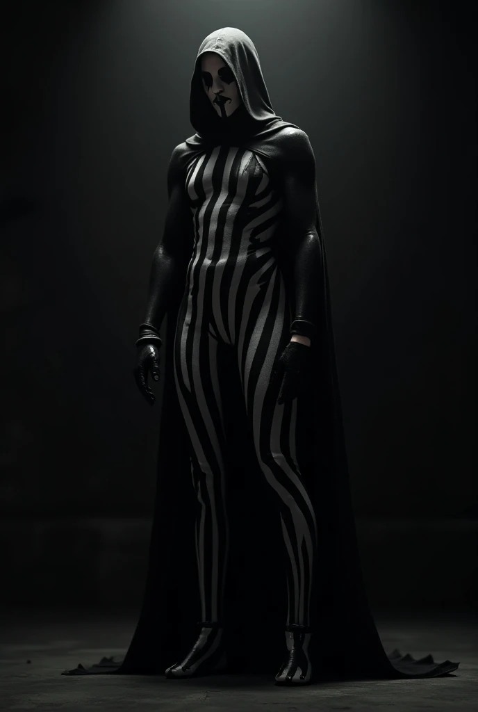 Villain with black and white striped clothes