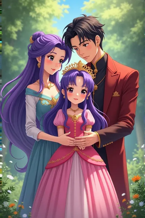  Parents of an anime princess, The mom with purple hair  