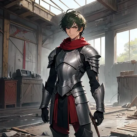 Masterpiece, HD, High Resolution, Best Quality, High Quality, High Details, Super Detailed. High fantasy genre, fantasy artwork. Solo character alone.
{{(A 15-years-old male-human-boy-knight:(appearance: fair-skin. Brown-eyes. Shorter Dark-green-hair. Hand...