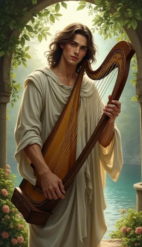 Orpheus of Greek mythology with his harp 