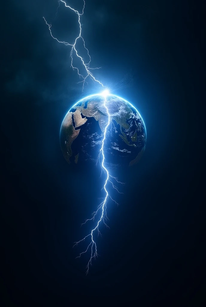 CREATE THE IMAGE OF A LIGHTNING BOLT CUTTING THROUGH PLANET EARTH 