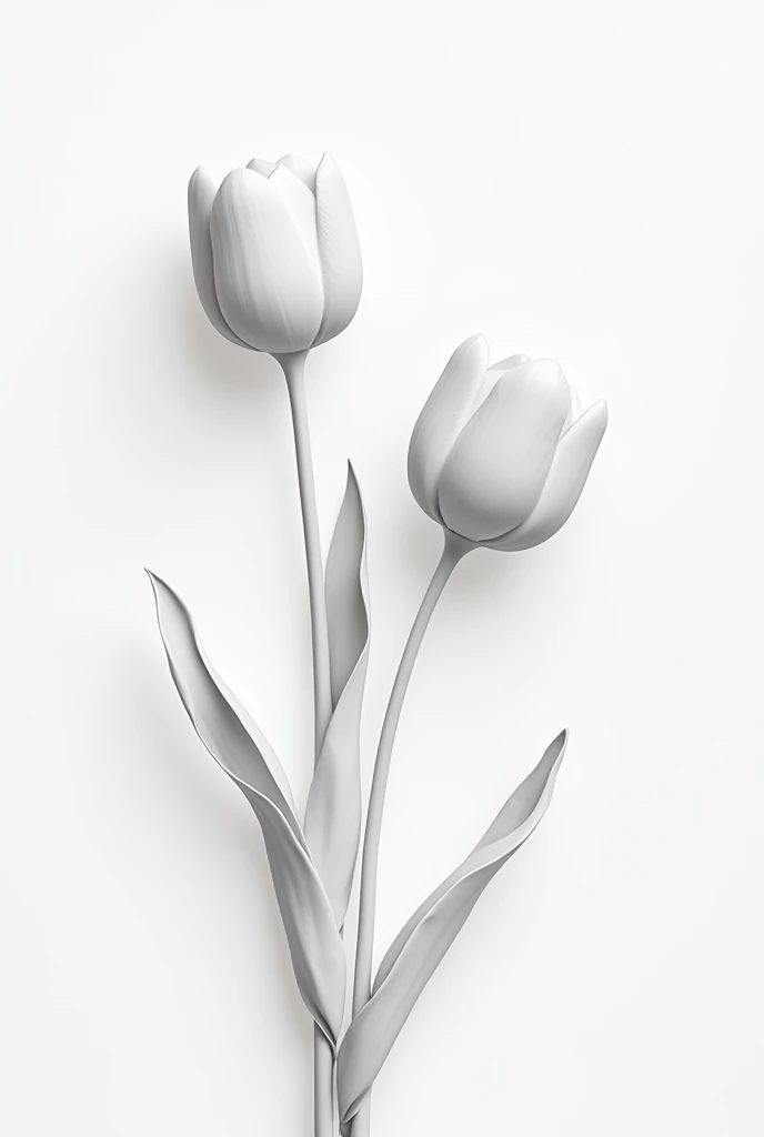 
 “Generate a black and white image of one or two tulips with clear and simple contours.  The image must have sharp lines and not include shadows or textures ,  so that you can easily trace the drawing in unicel to make a mold with cement .  Tulips must be...