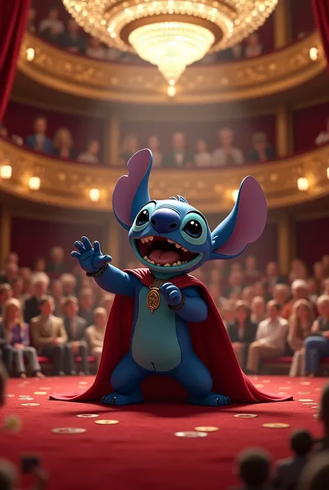 Create a stitch singing opera in a theater