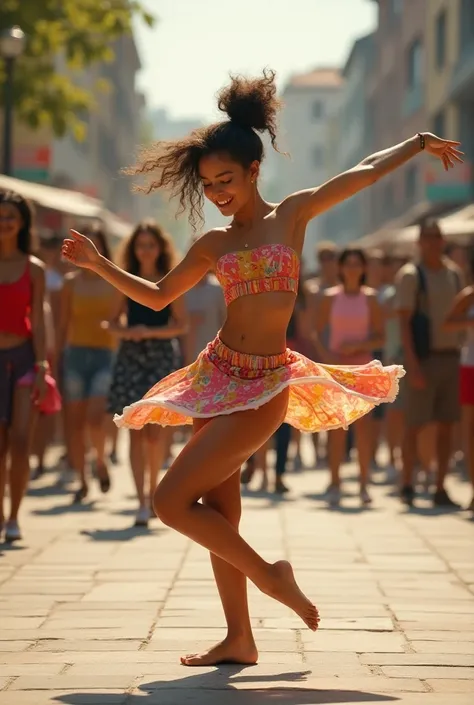 A girl dance in public