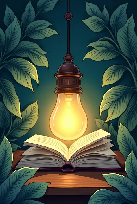 Simple Options

1. "Illustration of a lamp with an open book at its center, surrounded by green leaves."
2. "Reading glasses icon with a book crown."

*Creative Options*

1. "A globe formed by book pages, with a shining light at its center."
2. "A tree wit...