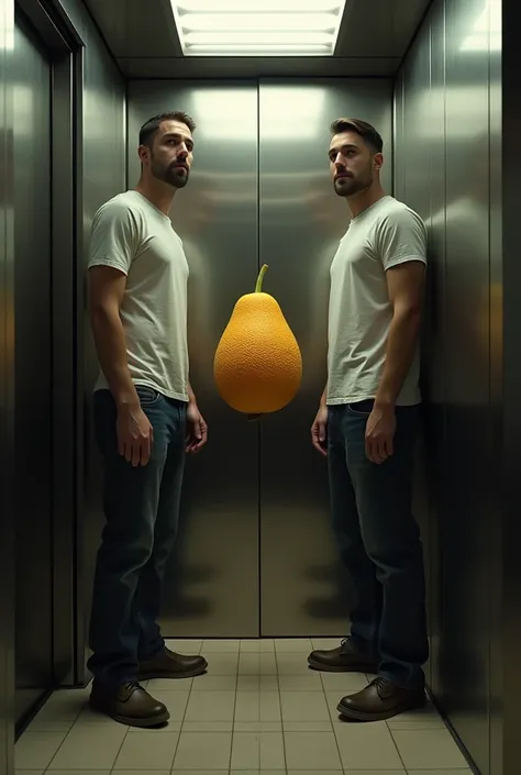 Make two men in the elevator with cashew fruit
