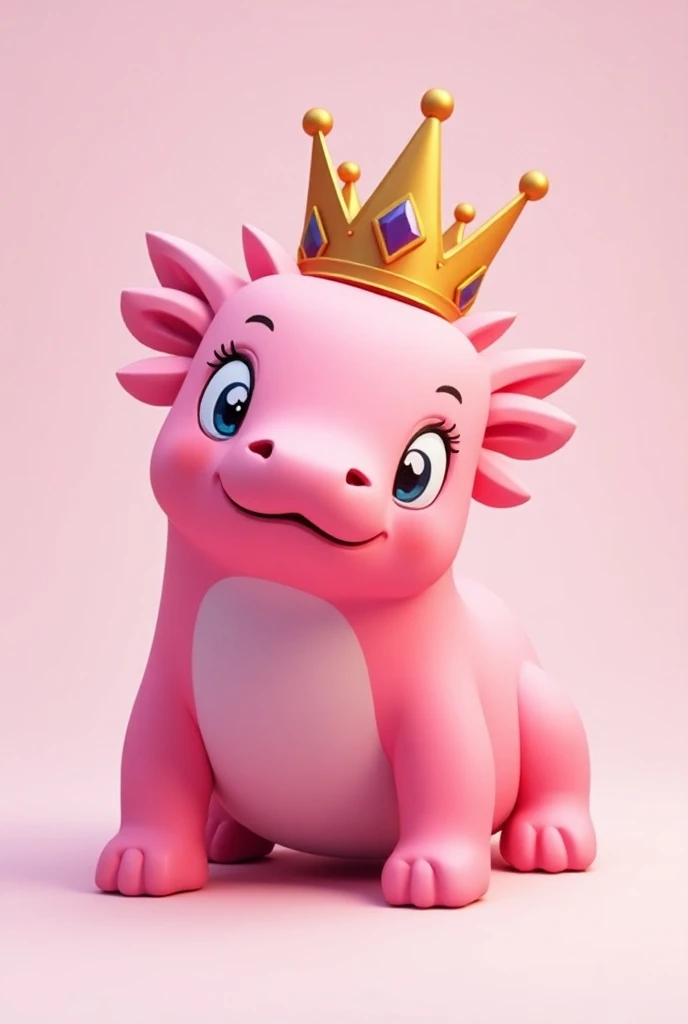 A pink Minecraft agolotl logo with crown 