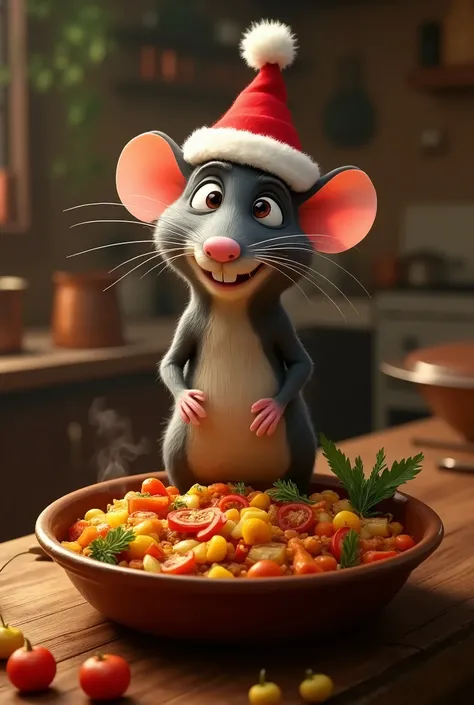 Ratatouille with Christmas hat