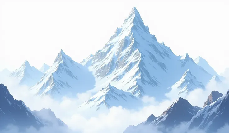  Anime style, snow-capped mountain