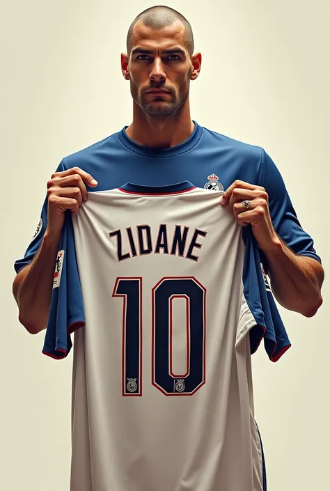 Zinedine Zidan holds a france jersey in number 10 says "Zinedine"