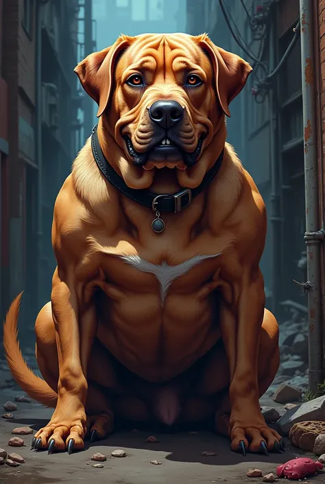 A strong Labrador dog with the ugly dog that appears in the movie Deedpool 2