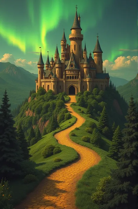 Make a map like stories like the Wizard of Oz where in the center of the map will be the main castle where it says premier wicked at the same time the color of the entire map is coffee and the title will be “the land of Oz in small” in the upper left part ...