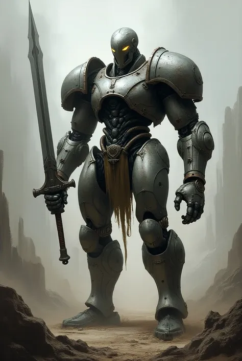 An Eberron warforged with a sword in place of one hand.